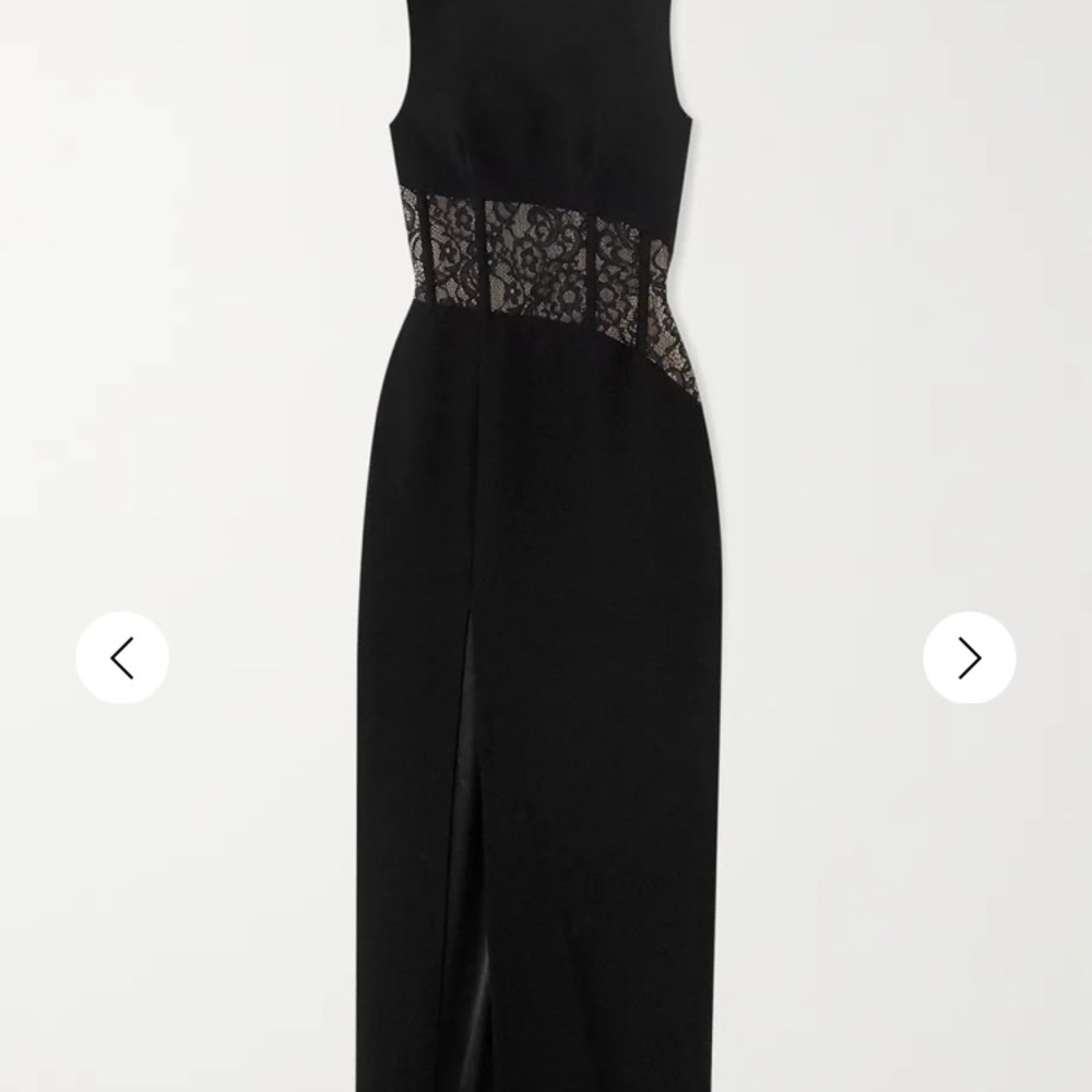 SOLD Rasario black lace slit long dress gown - Picture 3 of 7